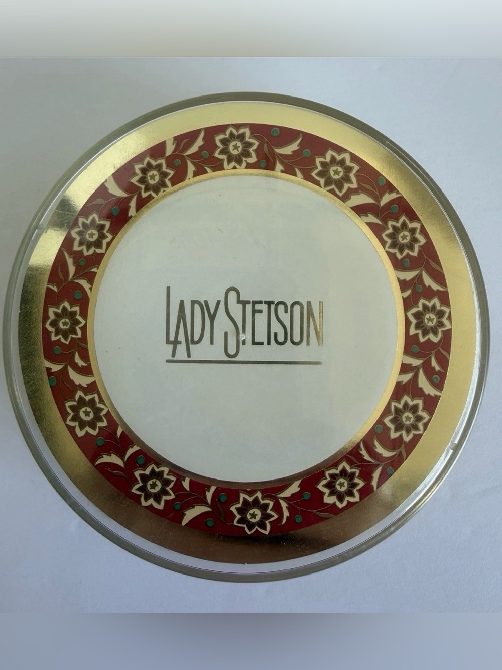 Vintage Lady Stetson by Coty Body Dusting Powder Decorative Red & Gold Container
